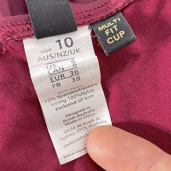 Niptuck Swim Burgundy One Piece Bathing Suit Swimsuit 10 - Picture 4 of 12